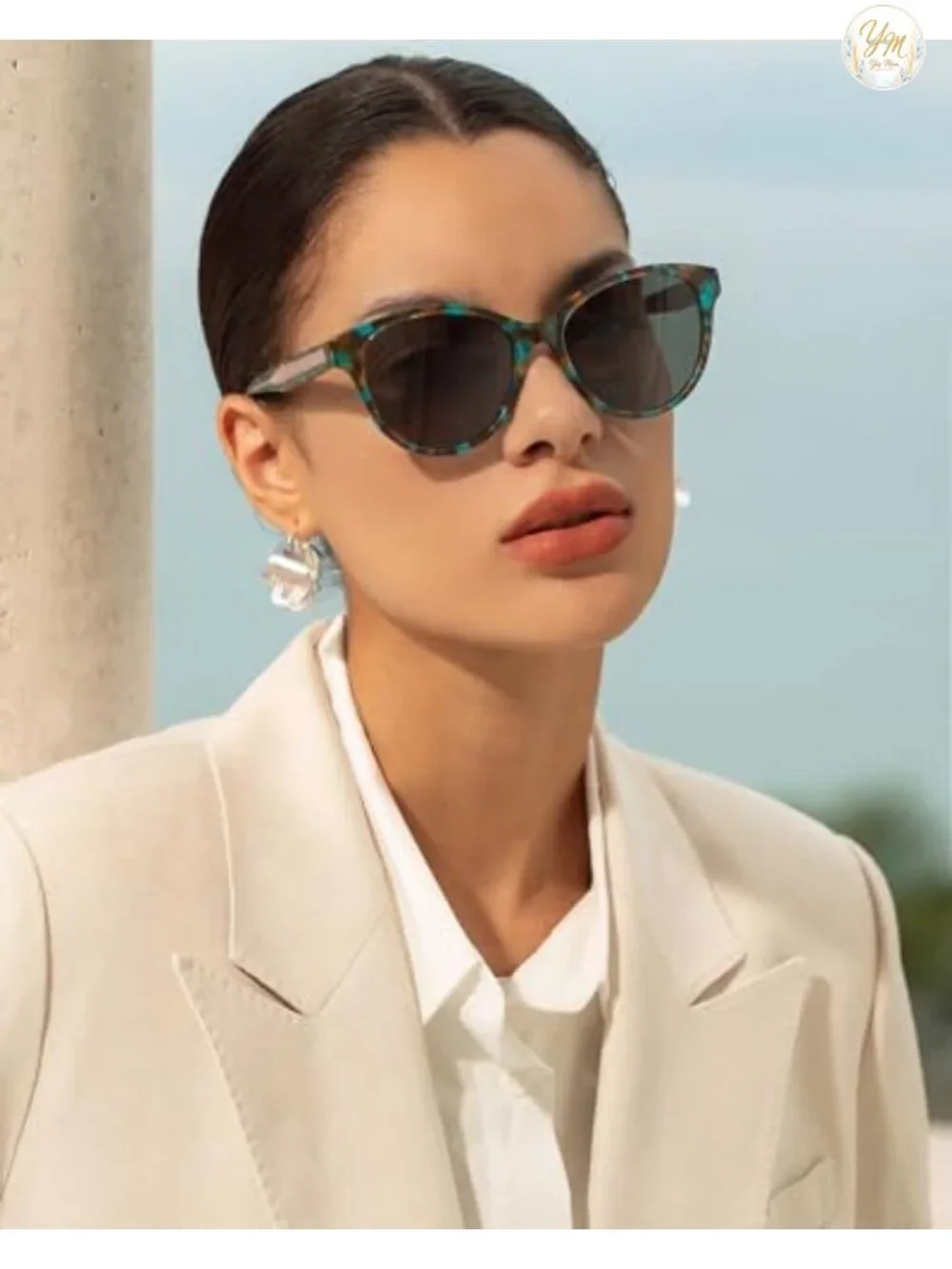 Cat Eye Polarized Acetate Sunglasses for Women UV400 Big Face
